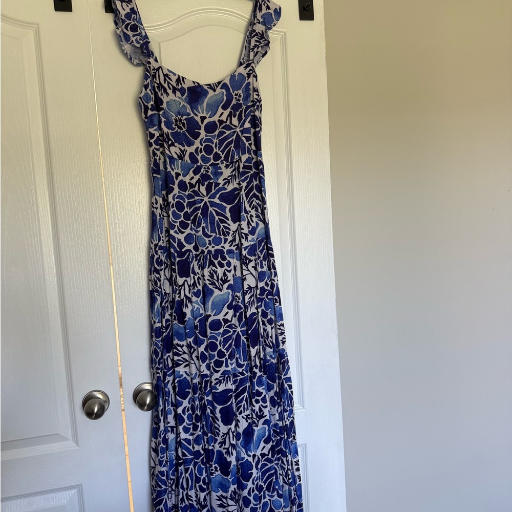Kenny Flowers Blue Floral Maxi Dress with Ruffle Straps